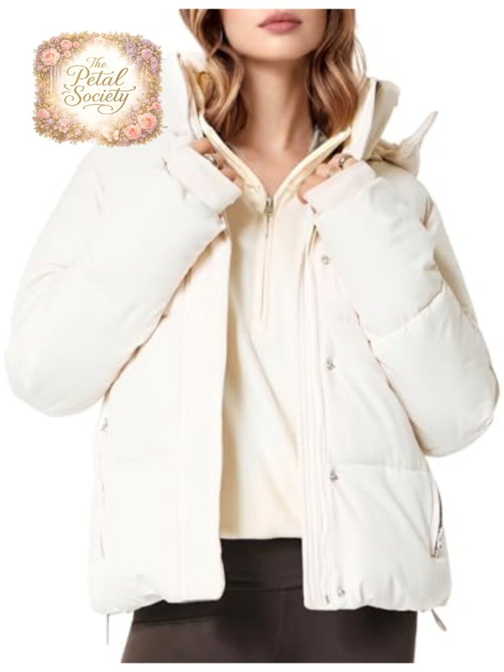 Quilted Cropped Puffer Jacket Faux Fur Lined Hooded Winter Coat